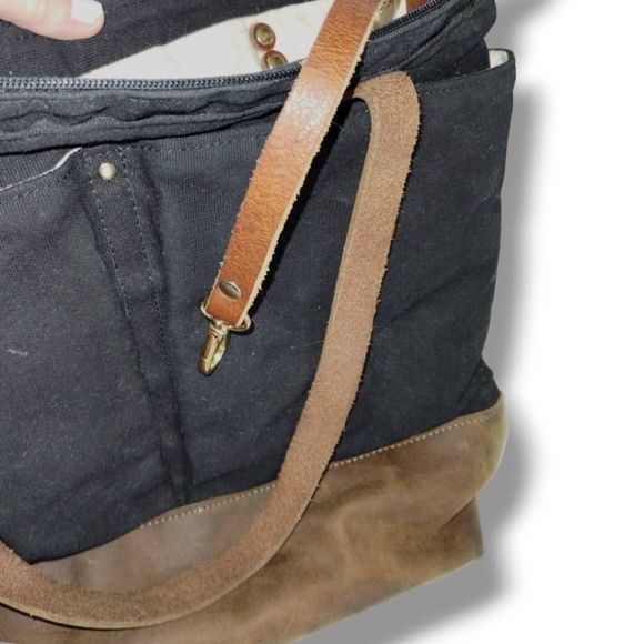 Forest Tote Bag Backpack Canvas Leather Multi Leather Handles Pockets Zip Top - Picture 12 of 12